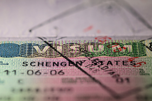 Schengen States visa in passport