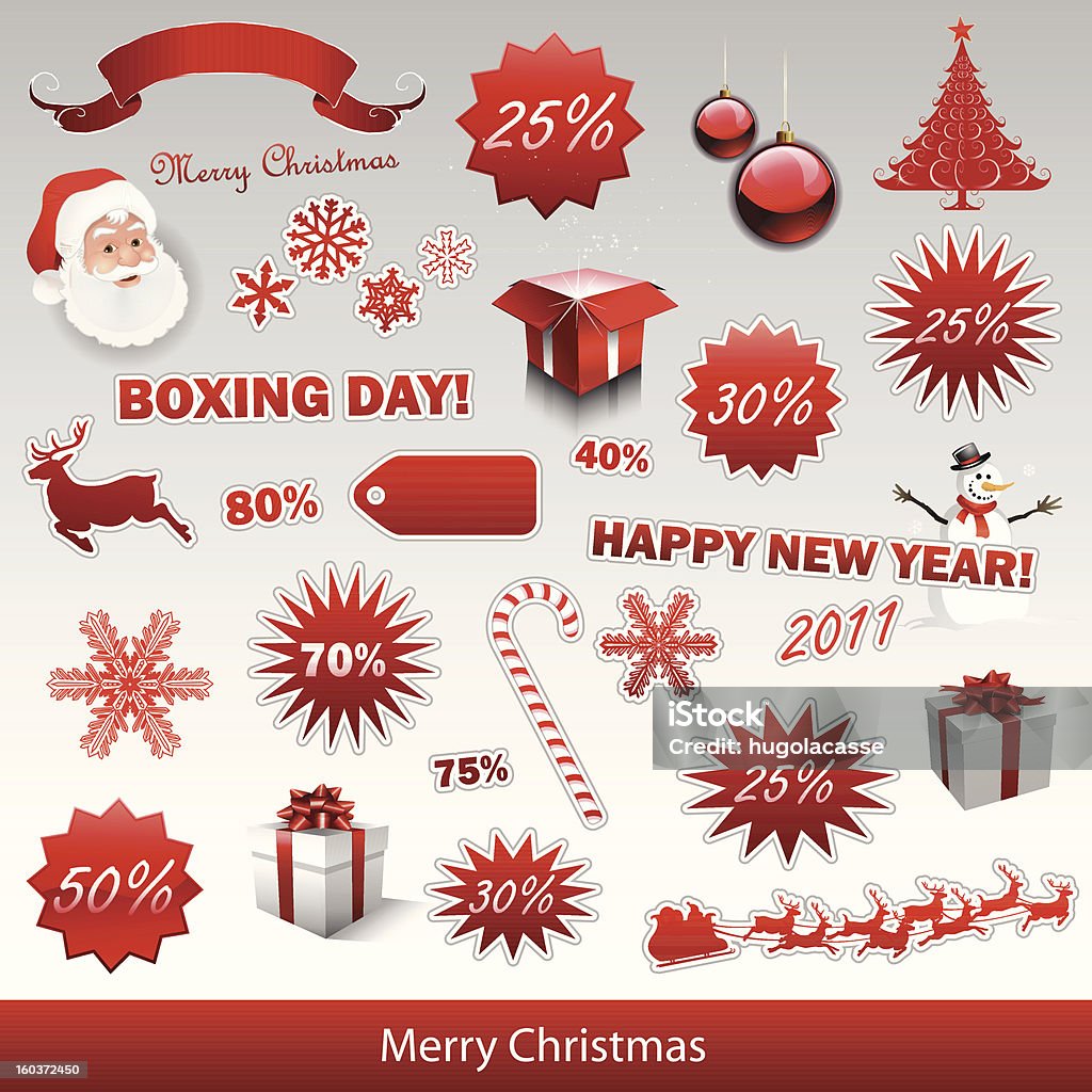 Etiquetas venta de Navidad y el boxing day - arte vectorial de Adorno de navidad libre de derechos