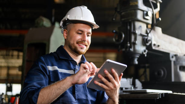 istock Mechanical engineer technician checking and inspecting machine at repair shop 1603733063