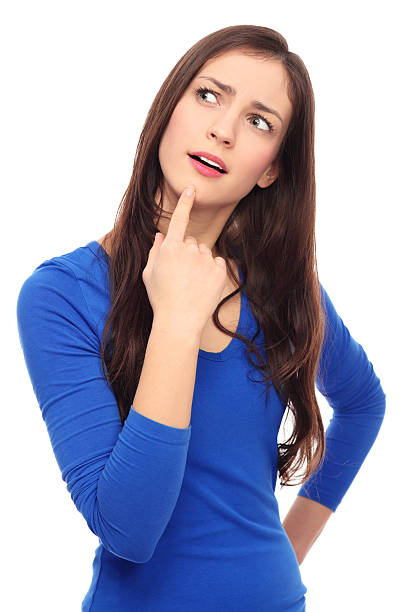 istock Surprised woman looking up 160374539