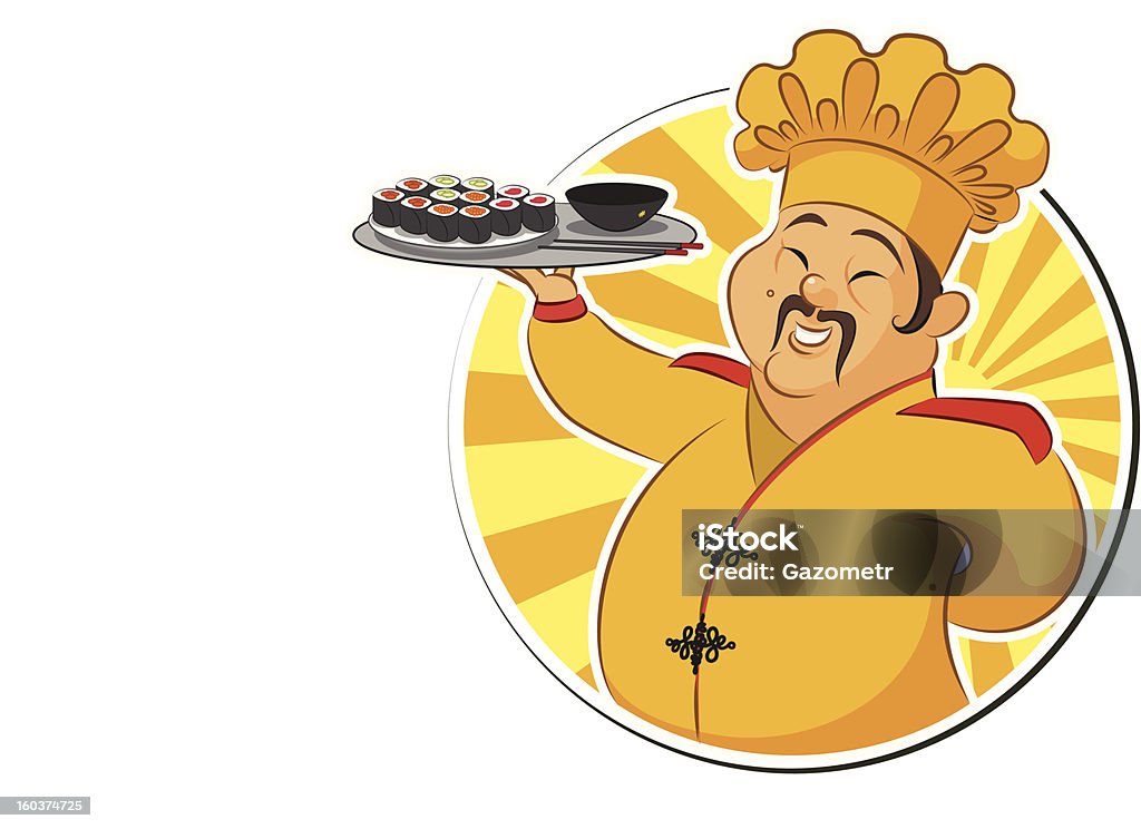 Cook restaurant. Japon. Sashimis - clipart vectoriel de Adulte libre de droits