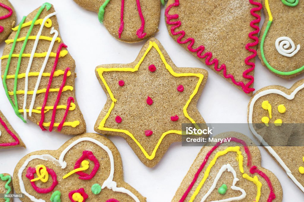 Gingerbread cookies Homemade gingerbread cookies, white background. Backgrounds Stock Photo