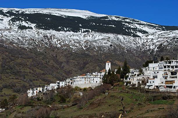 blanc village, capileira, andalousie, en espagne. - las alpujarras photos et images de collection