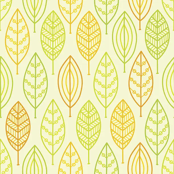 Vector illustration of Seamless pattern with leaves