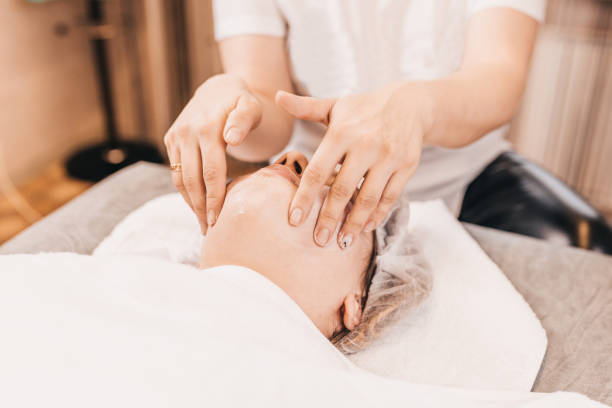 istock Facial massage is an exercise for the face 1603761953