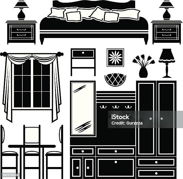 Set Symbole Von Möbeln Stock Vektor Art und mehr Bilder von Bett - Bett, Computergrafiken, Elektrische Lampe