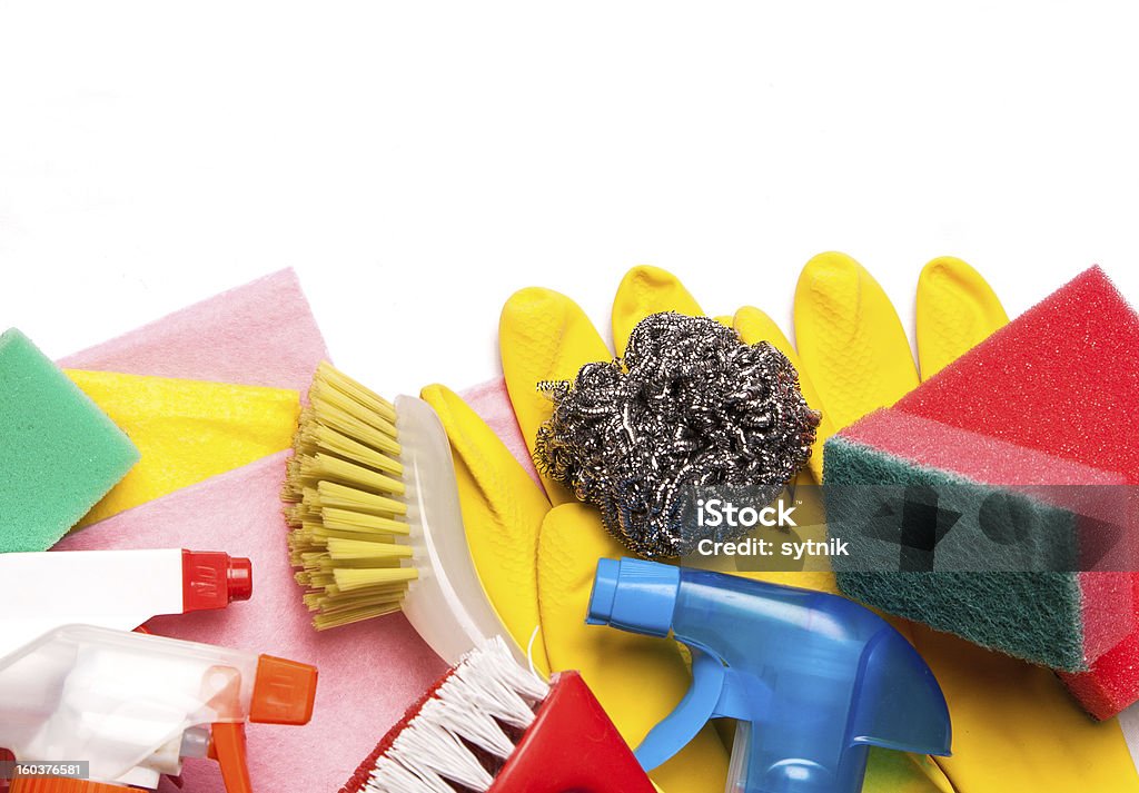 Surtido de medios para limpiar y lavar - Foto de stock de Amarillo - Color libre de derechos
