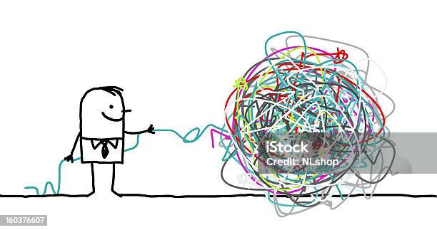Man Untangle A Knot Stock Illustration - Download Image Now - String, Tangled, Pulling