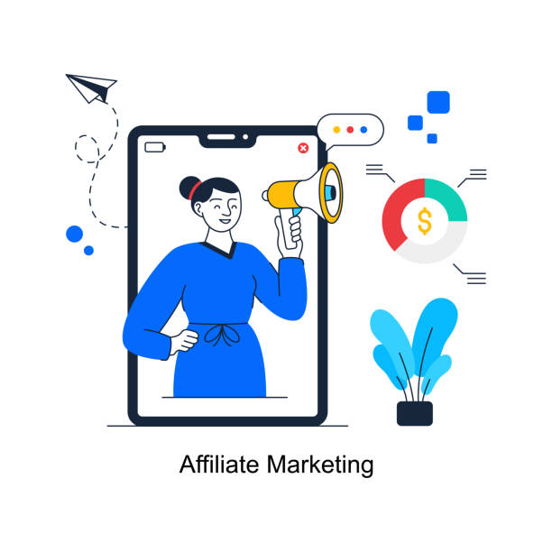 affiliate marketing 추상적인 개념 벡터는 플랫 스타일 스톡 일러스트레이션에 있습니다 - affiliate marketing stock illustrations