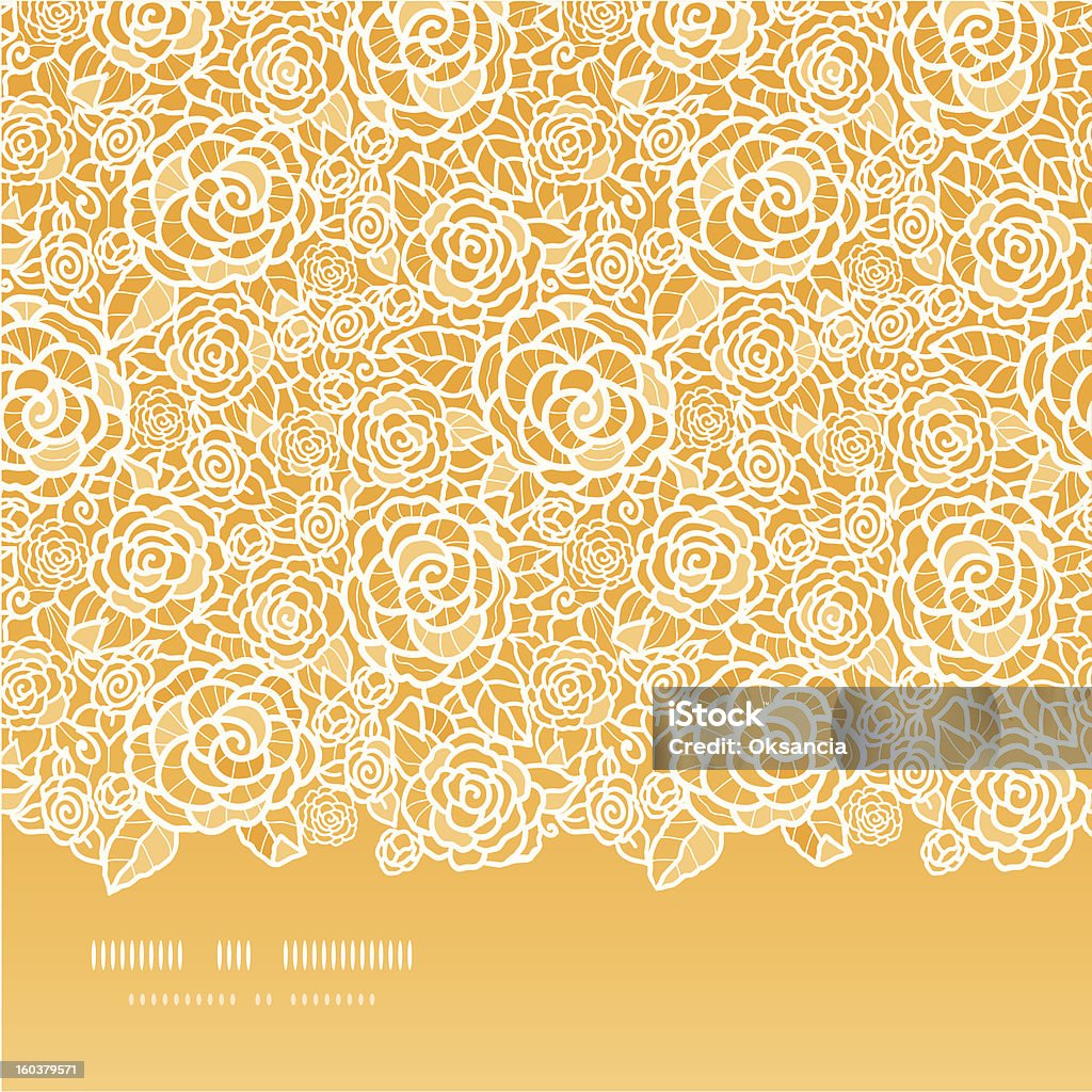 Golden encaje de rosas horizontal seamless pattern background - arte vectorial de Rosa - Flor libre de derechos