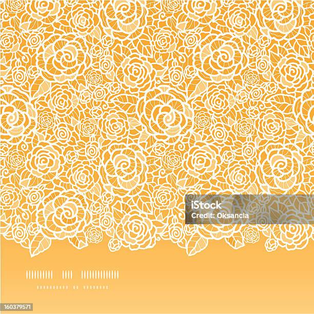 Ilustración de Golden Encaje De Rosas Horizontal Seamless Pattern Background y más Vectores Libres de Derechos de Rosa - Flor