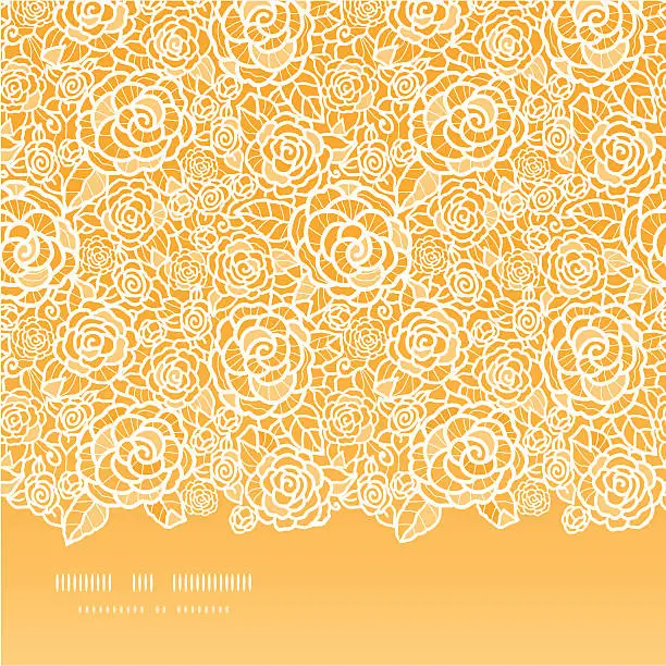 Vector illustration of Golden lace roses horizontal seamless pattern background