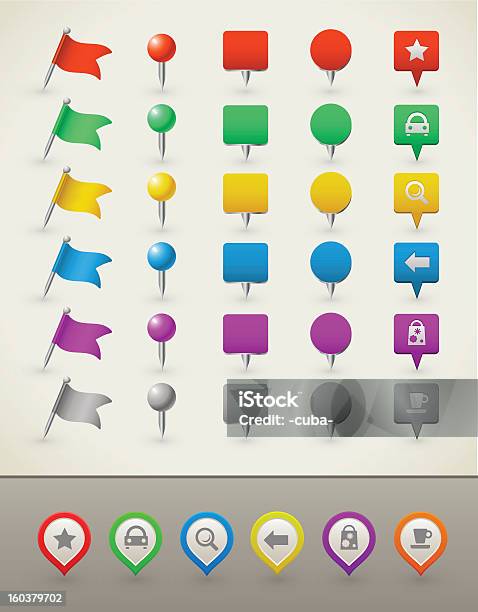 Map Pointer Plot Map Pointers Stock Illustration - Download Image Now - Arranging, Badge ...