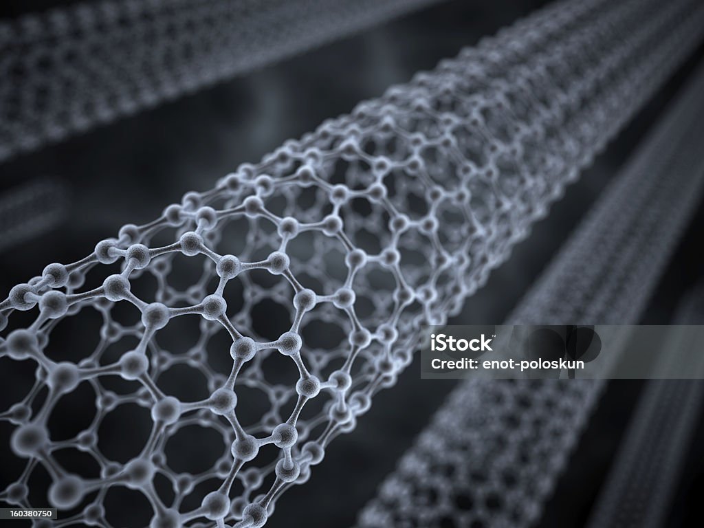 Carbon nanotube 3d Carbon nanotubes on dark background Graphene Stock Photo