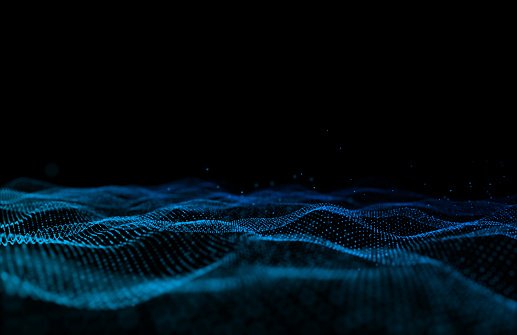 Big data concept, computer image of blue and blue ocean ripple