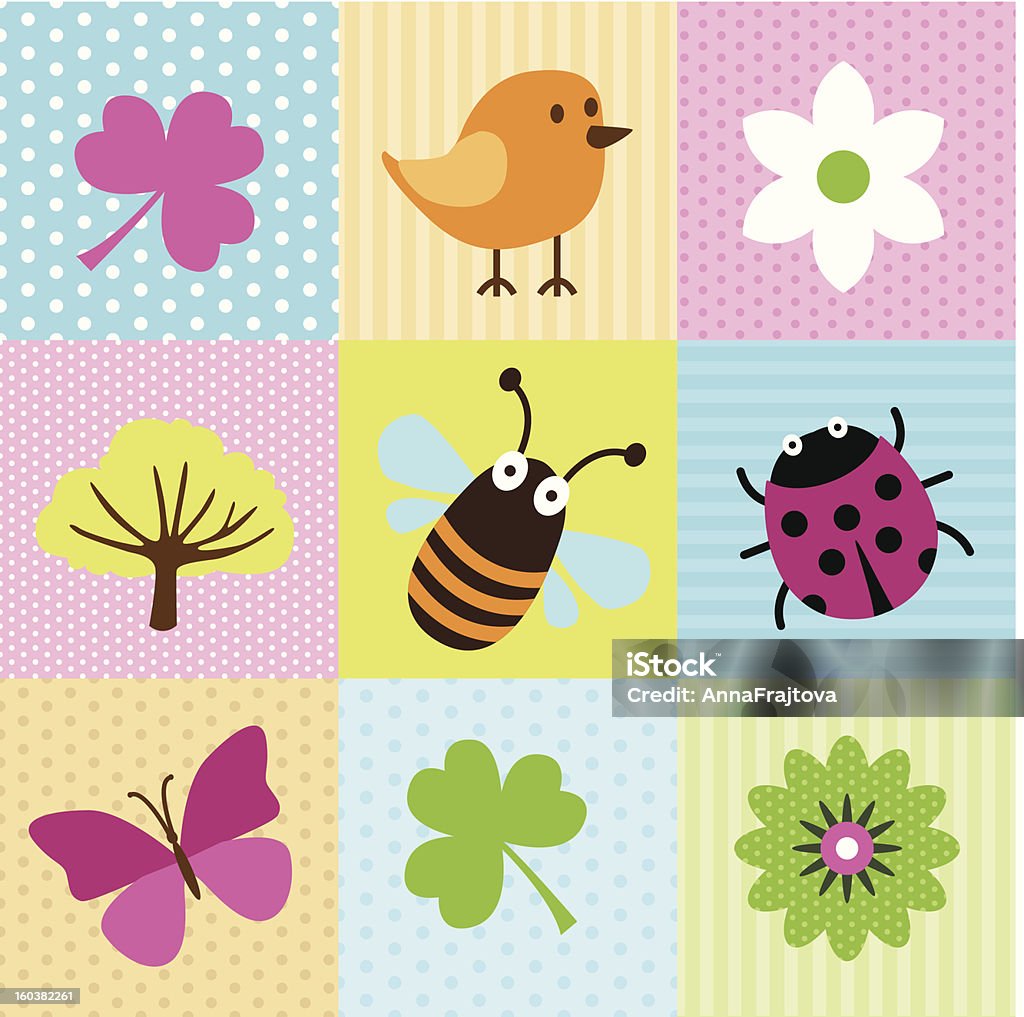 Spring Cartoons Cartoons - Spring Flowers And Cute Animals Butterfly - Insect stock vector