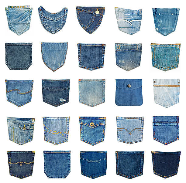 jeans pocket collection of different jeans pocket isolated on white. pocket stock pictures, royalty-free photos & images