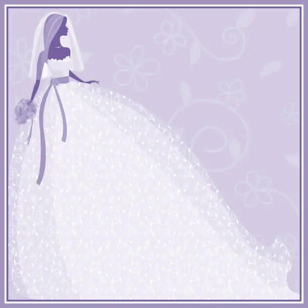 Vector illustration of Bride Silhouette in Purple