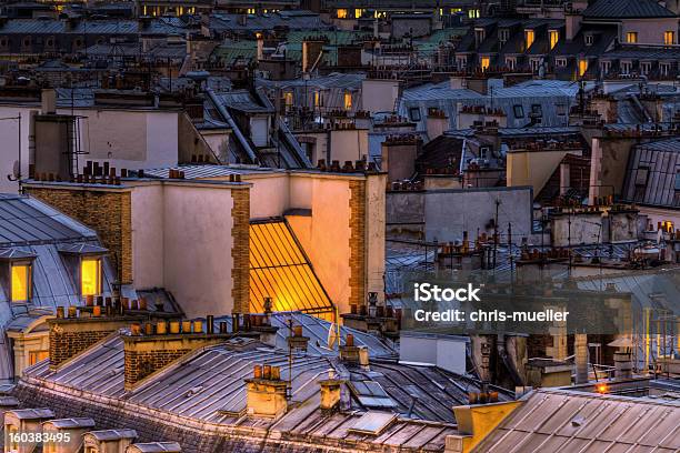 Roofs Of Paris At Night Stock Photo - Download Image Now - Paris - France, Night, Rooftop