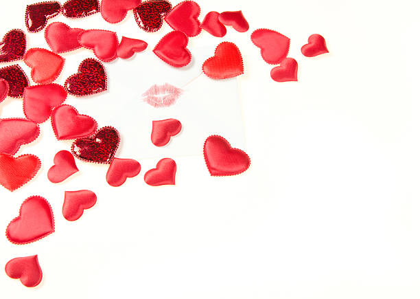 Valentine sealed with a kiss and hearts