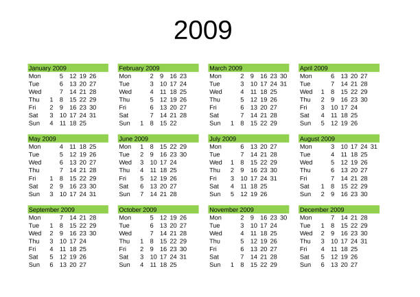 kuvapankkikuvitukset aiheesta vuosikalenteri 2009 englanniksi - december 2009 calendar