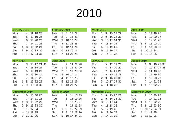 year 2010 calendar in English calendar of year 2010 in English language 2010 stock illustrations