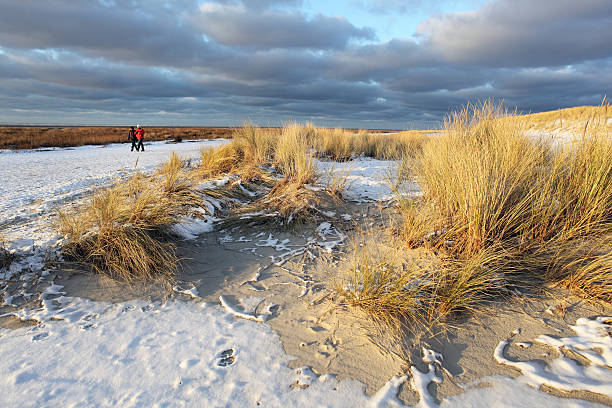 istock hiking along  beach in winter 160386514