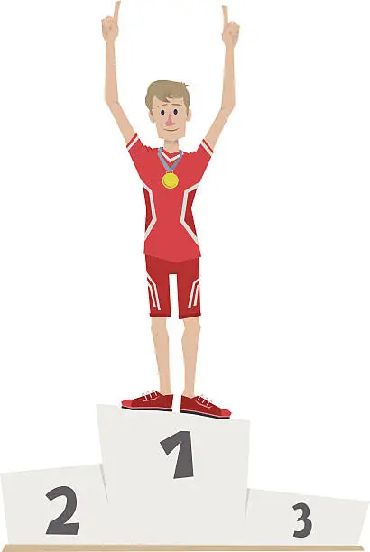 Vector illustration of Athlete stands on the podium