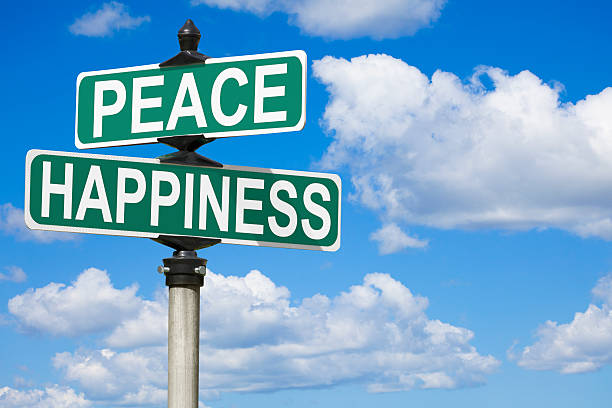 istock Peace and Happiness Street Sign 160386888