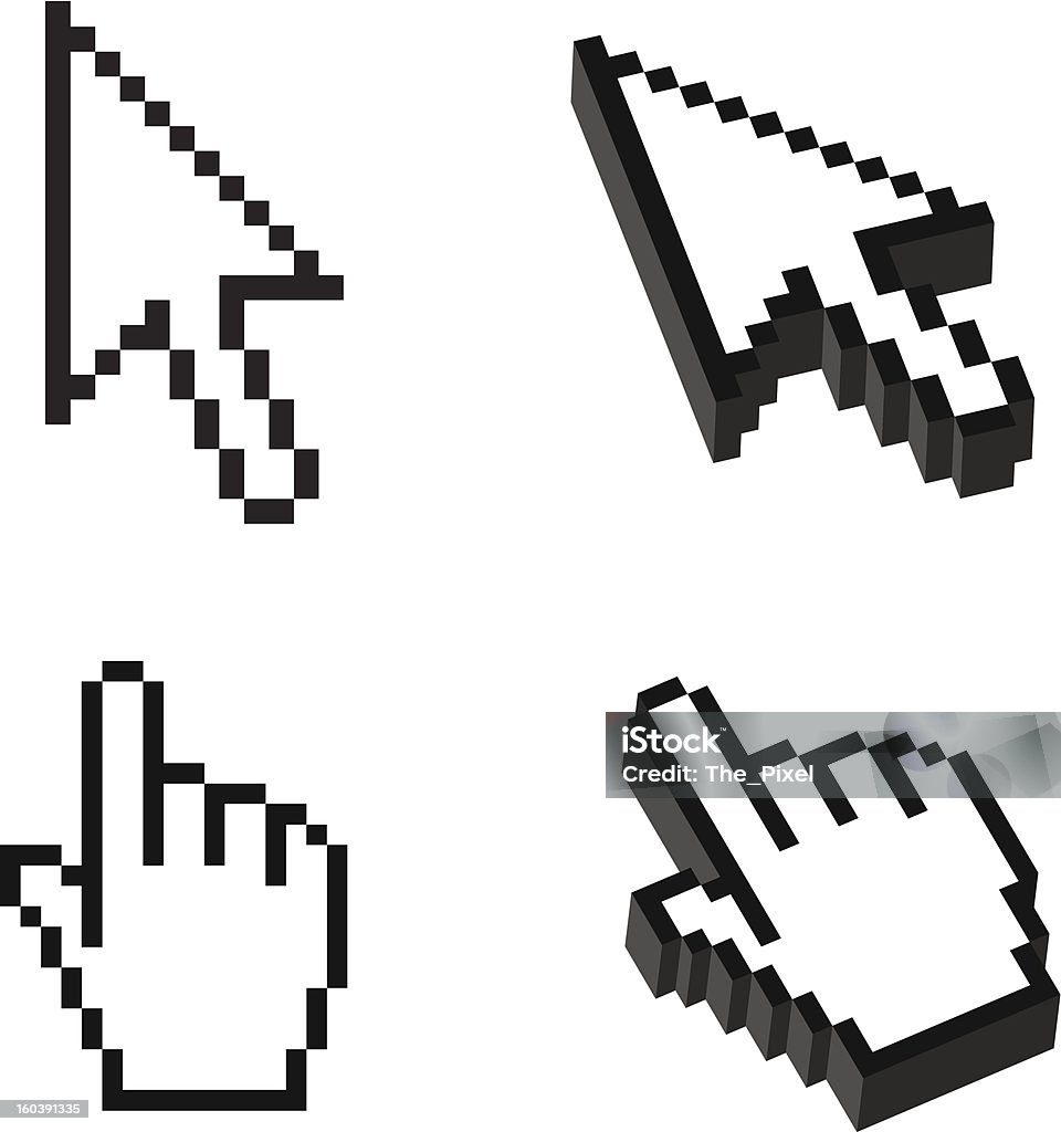 Kursor 2d Two Or Three Dimensional Shape Cursor Set Stock Illustration - Download ...