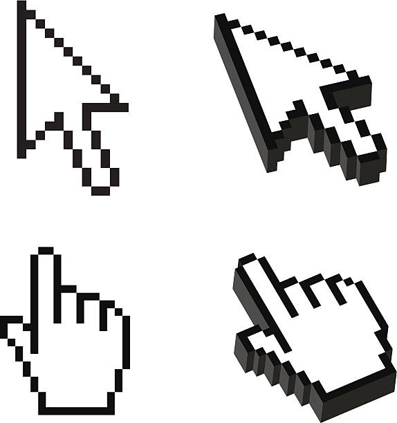 Two or Three dimensional Shape Cursor set Two or Three dimensional Shape Cursor arrow and hand set  human finger stock illustrations