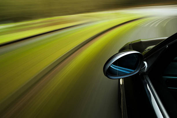 Black car in turn stock photo