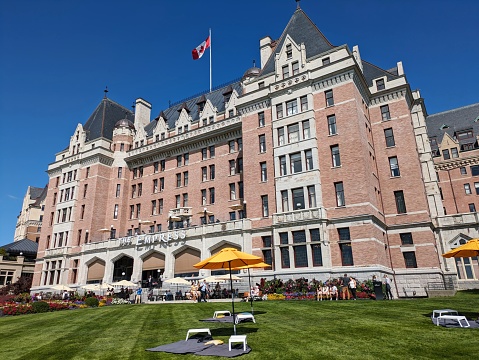 Victoria, British Columbia - July 30, 2023: The Fairmont Empress Hotel on Government Street