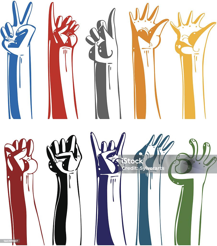 Zestaw Gestykulować ręce. - Grafika wektorowa royalty-free (Dowcip rysunkowy)