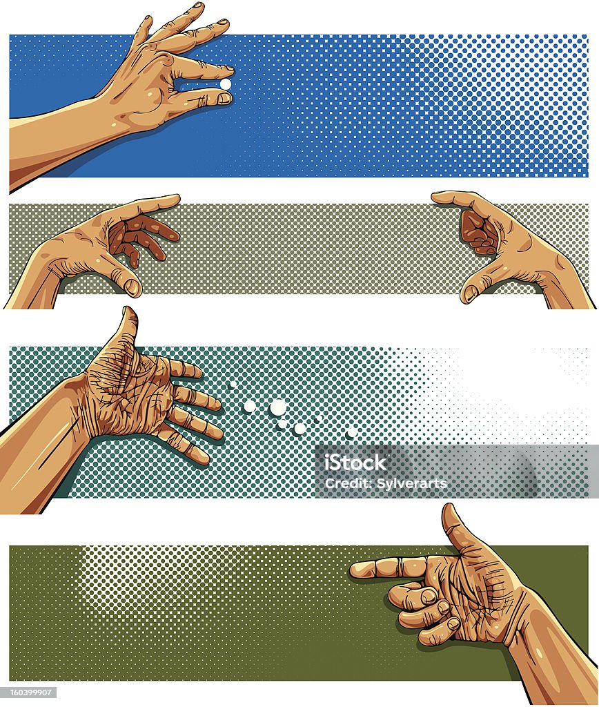 Pixel bannières avec les mains. - clipart vectoriel de Abstrait libre de droits