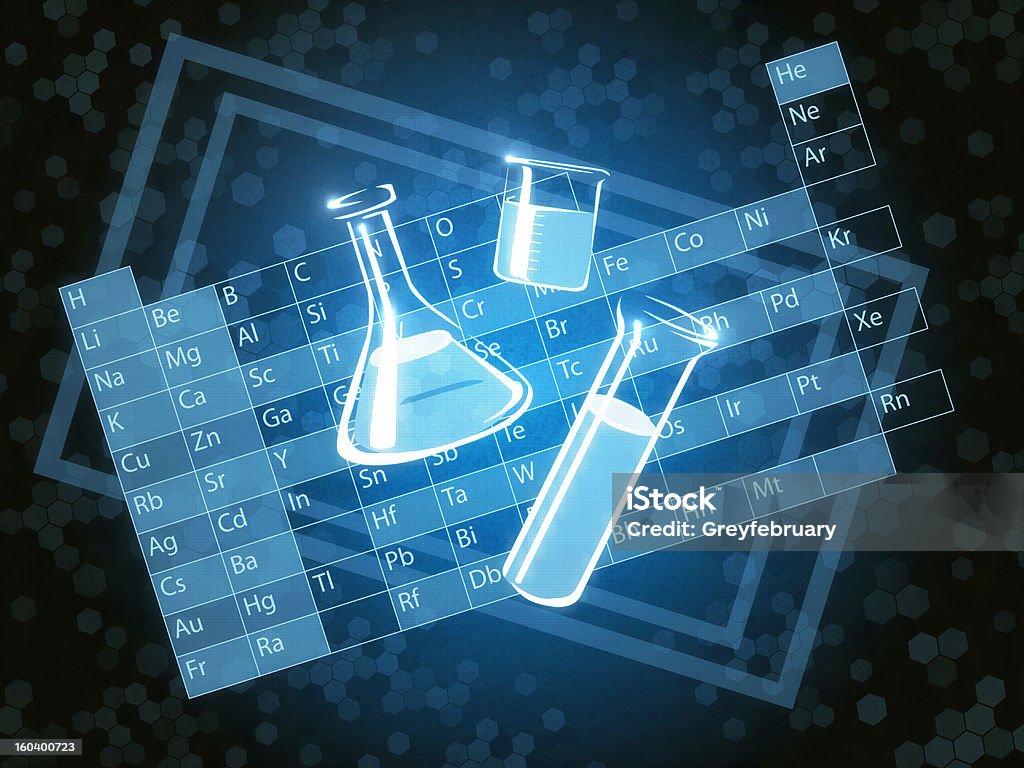 Periodensystem der Elemente - Lizenzfrei Becherglas Stock-Foto