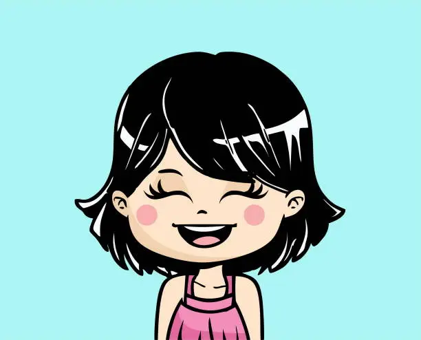 Vector illustration of Cartoon girl smiling isolated in vector format
