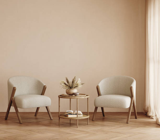 istock Home mockup, living room in Japandi style 1604054967