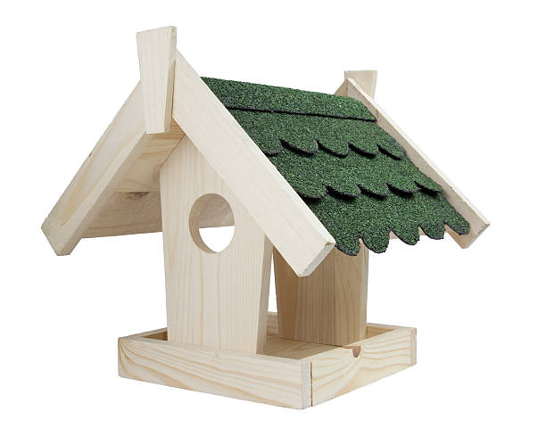wooden bird table with clipping path