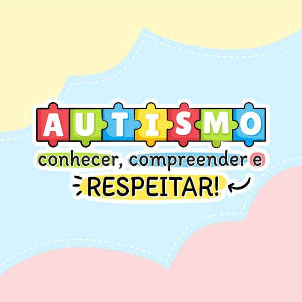 A colorful poster that says respect autism - autismo portuguese portugues A colorful poster that says respect autism - autismo portuguese portugues portugues stock illustrations