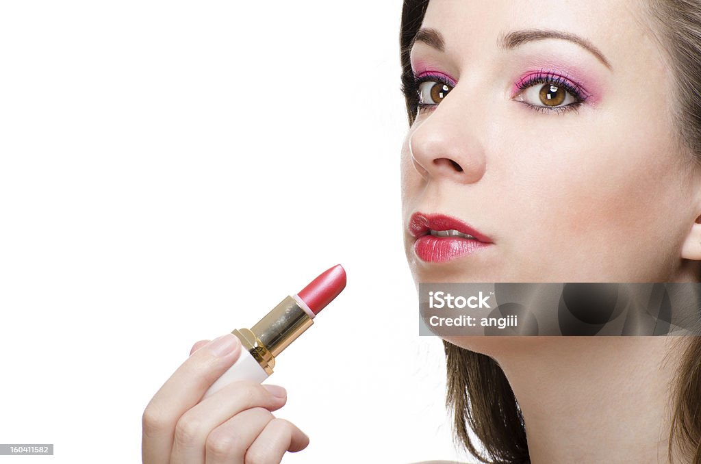 Applicare il rossetto - Foto stock royalty-free di Adulto