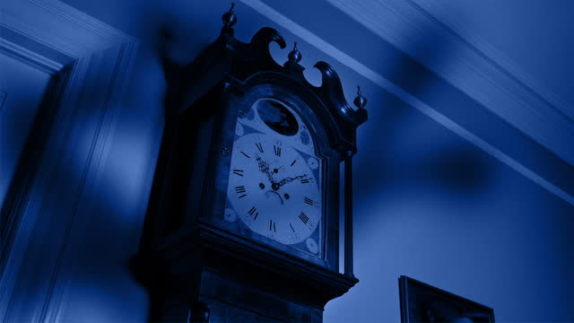 Monster Shadows And Lightning On Grandfather Clock