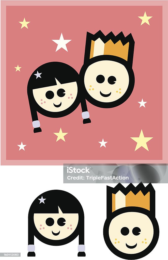 Niño y Niña feliz - arte vectorial de Alegre libre de derechos