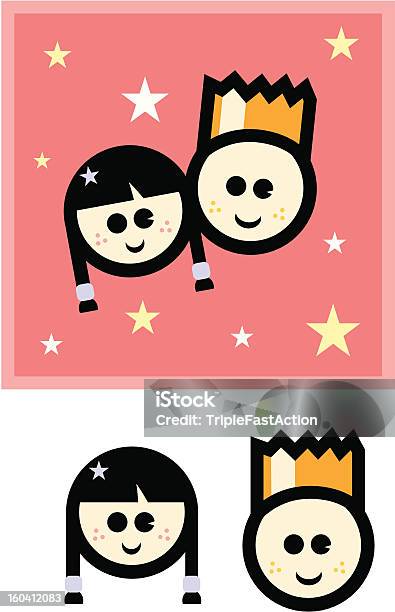 Счастливый Мальчик И Девочка — стоковая векторная графика и другие изображения на тему Векторная графика - Векторная графика, Веснушка, Весёлый