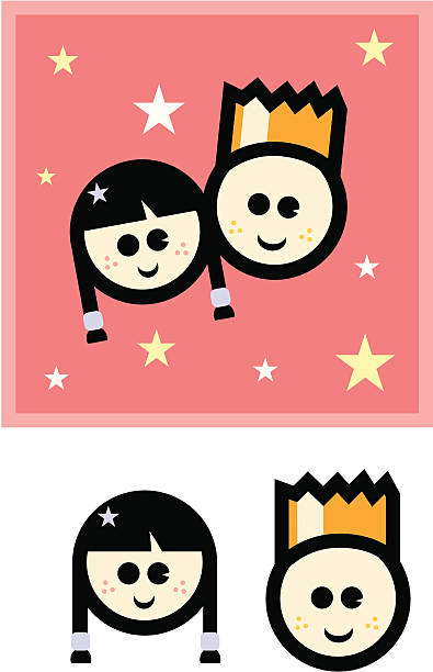 Happy Boy and Girl vector art illustration