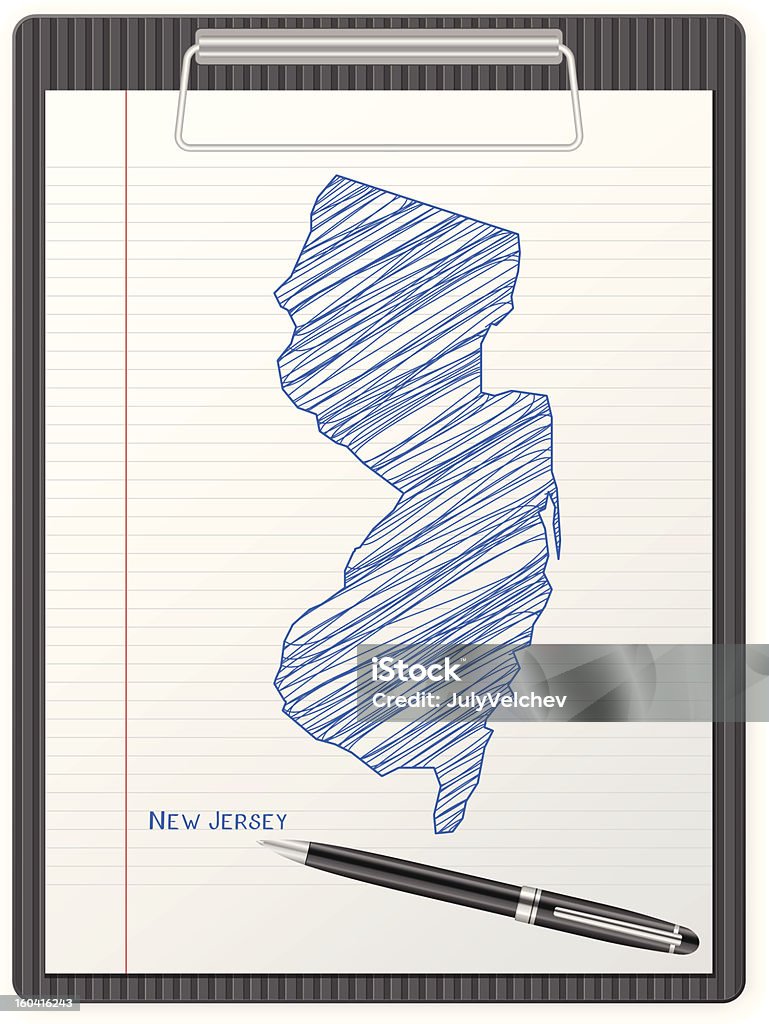 クリップボードのニュージャージー�マップ - アメリカ合衆国のロイヤリティフリーベクトルアート
