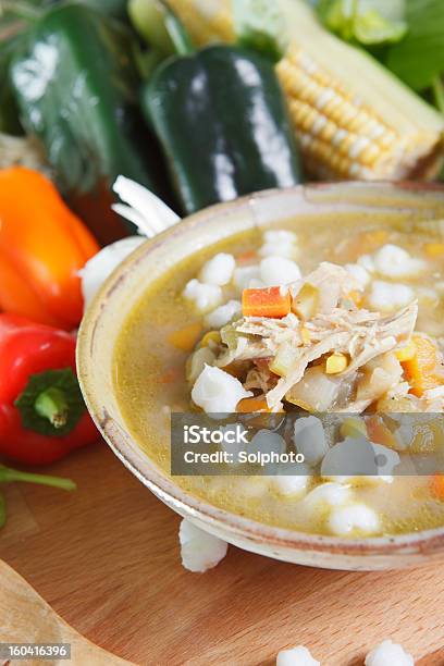 Bowl Of Chicken Posole Stock Photo - Download Image Now - Chicken Meat, Hominy, Soup