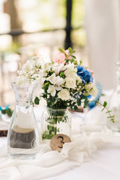 istock Fresh flowers wedding decoration for a special event. Wedding table decoration. 1604182966