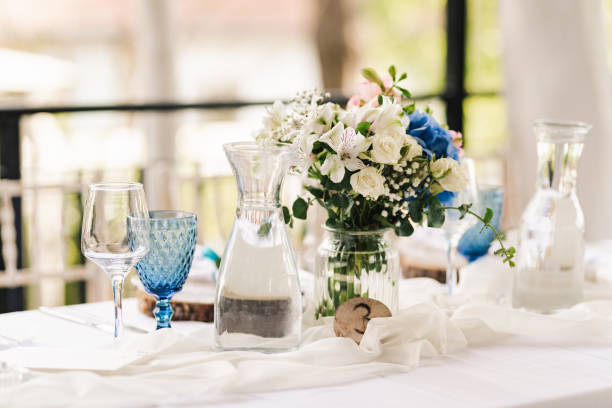 istock Fresh flowers wedding decoration for a special event. Wedding table decoration. 1604183231