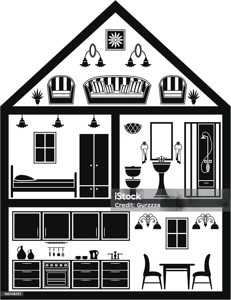 Icono de la casa con la planificación - arte vectorial de Almohada libre de derechos